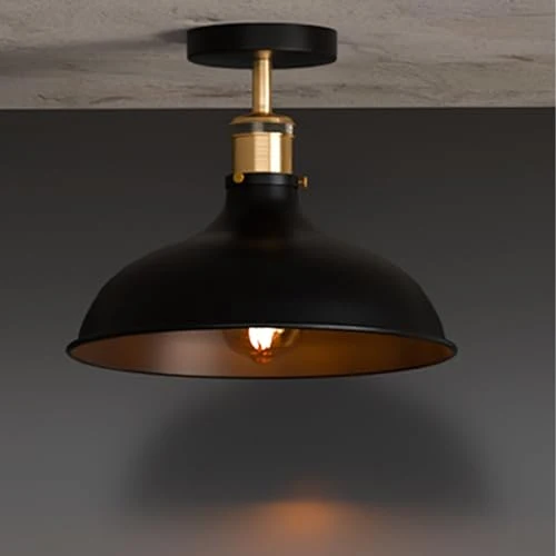 Vintage Werkstattlampe – Industrie Schwarz Deckenleuchte Bündig | Ø 36cm | E27 ~4001