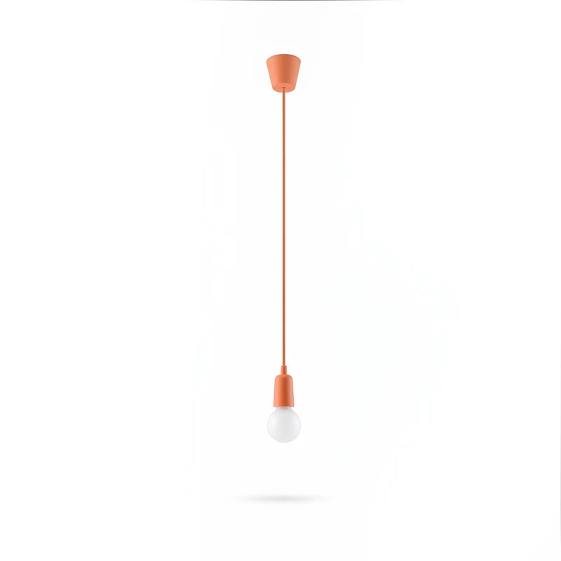 Orangefarbene minimalistische Pendelleuchte mit Kabeln – Solenya