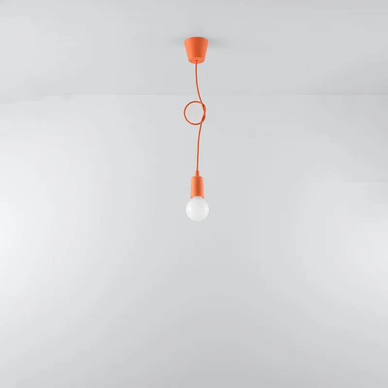 Orangefarbene minimalistische Pendelleuchte mit Kabeln – Solenya