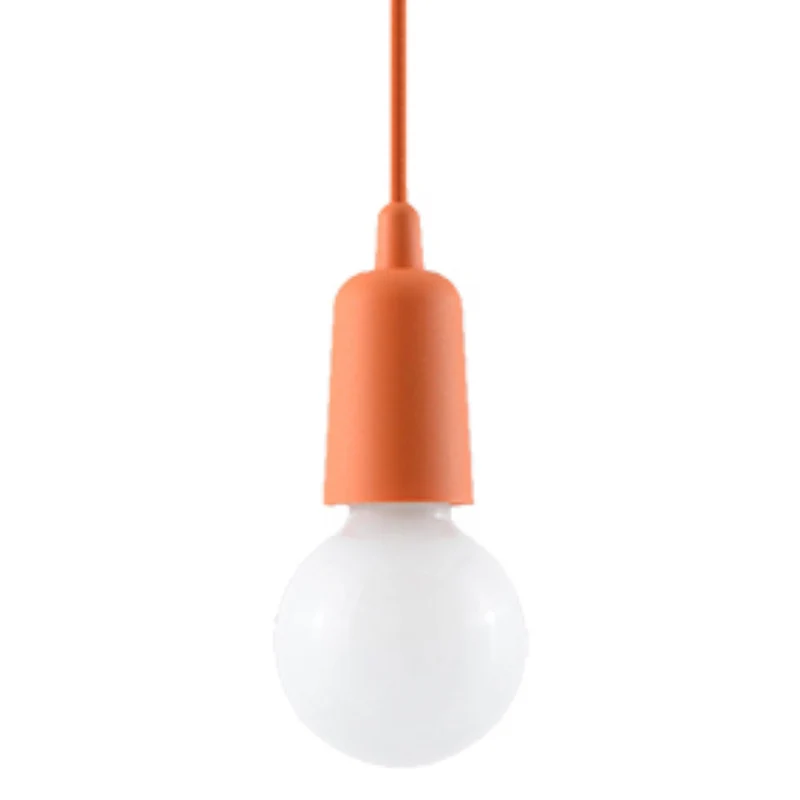 Orangefarbene minimalistische Pendelleuchte mit Kabeln – Solenya