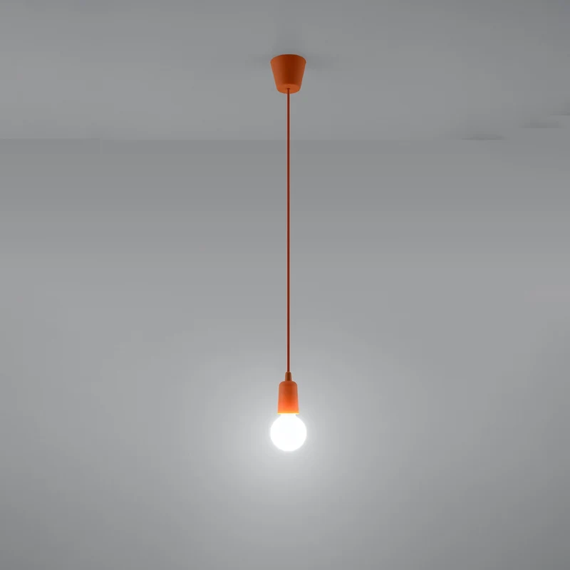 Orangefarbene minimalistische Pendelleuchte mit Kabeln – Solenya