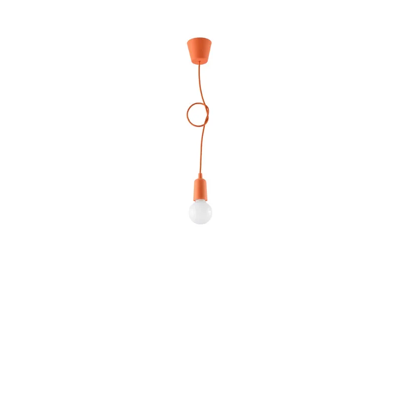 Orangefarbene minimalistische Pendelleuchte mit Kabeln – Solenya