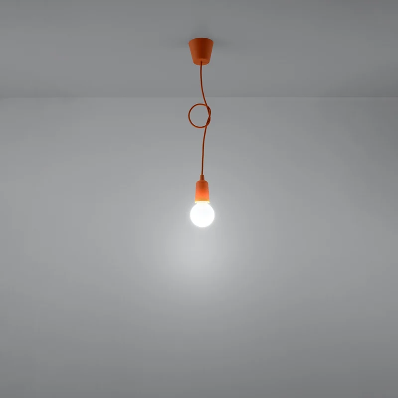 Orangefarbene minimalistische Pendelleuchte mit Kabeln – Solenya