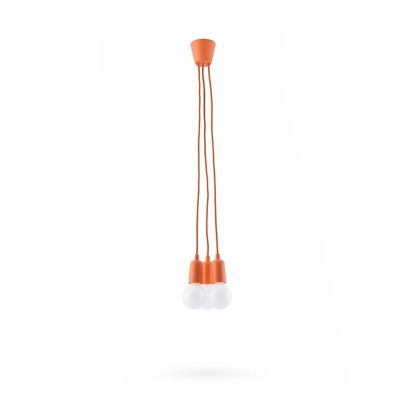 Orangefarbene minimalistische Pendelleuchte mit Kabeln – Solenya