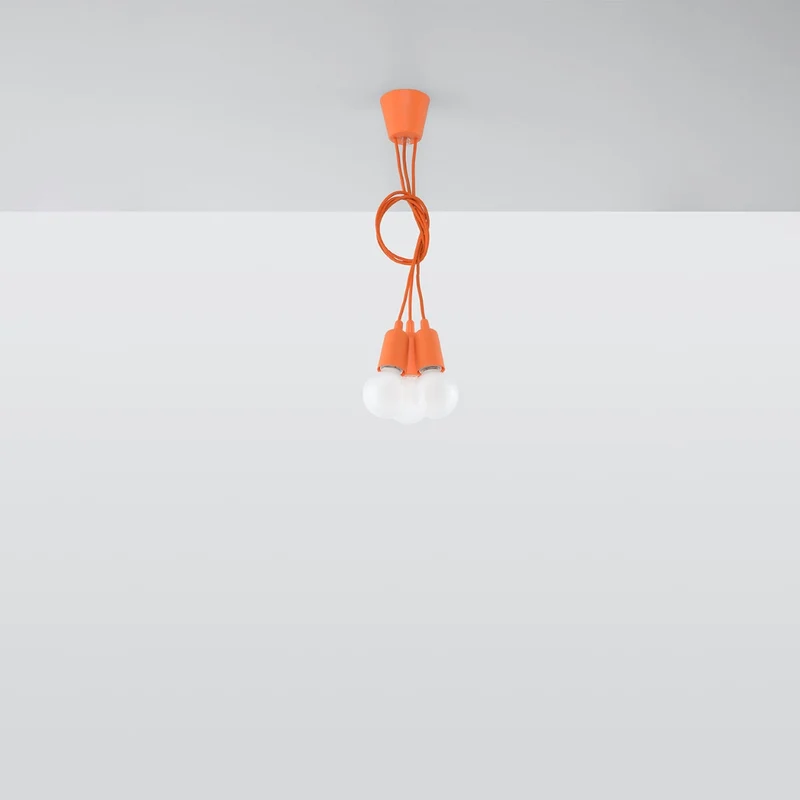 Orangefarbene minimalistische Pendelleuchte mit Kabeln – Solenya