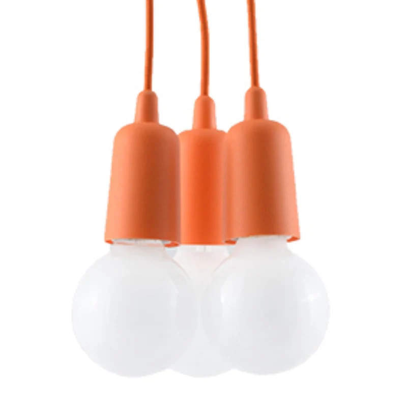 Orangefarbene minimalistische Pendelleuchte mit Kabeln – Solenya