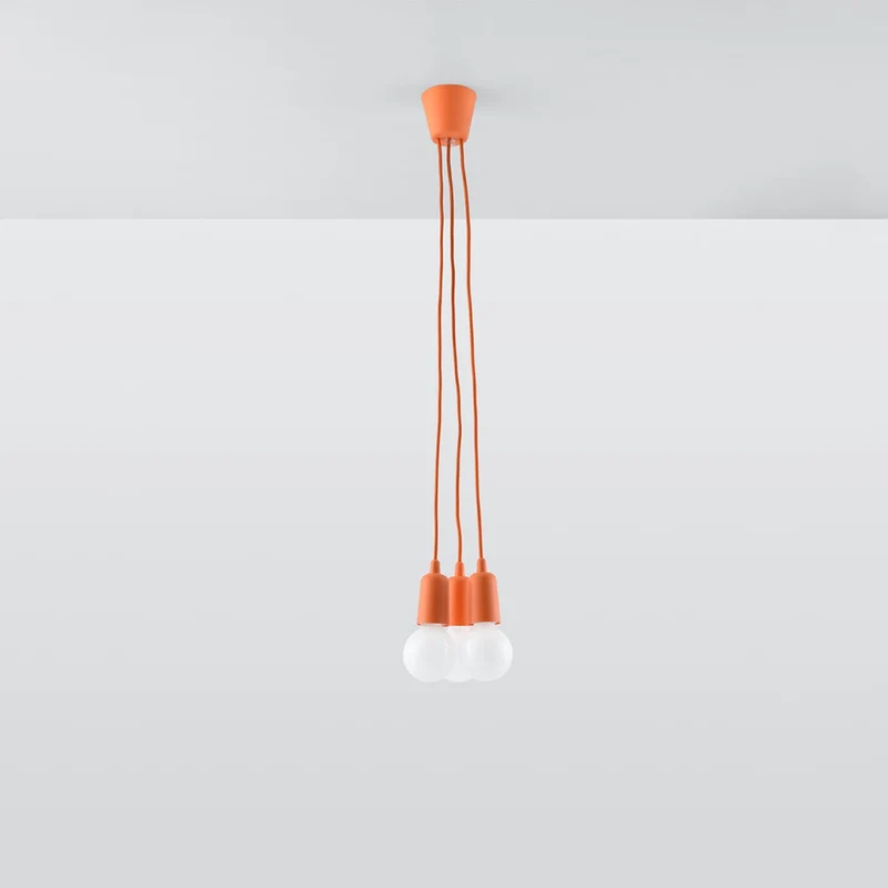 Orangefarbene minimalistische Pendelleuchte mit Kabeln – Solenya