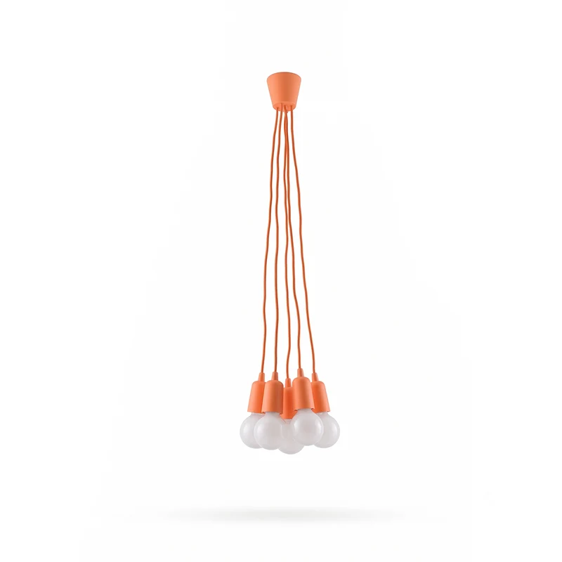 Orangefarbene minimalistische Pendelleuchte mit Kabeln – Solenya