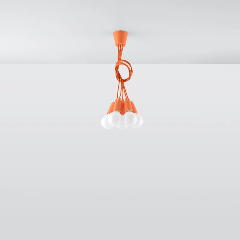 Orangefarbene minimalistische Pendelleuchte mit Kabeln – Solenya