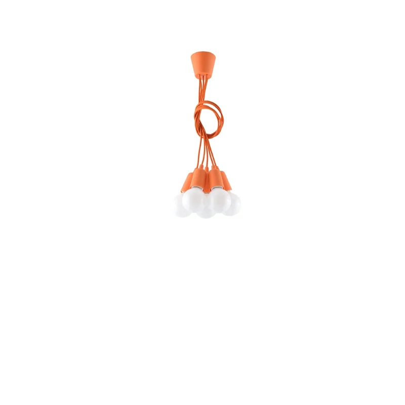 Orangefarbene minimalistische Pendelleuchte mit Kabeln – Solenya