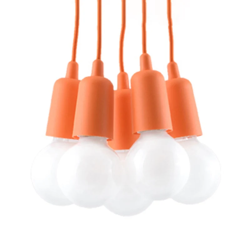 Orangefarbene minimalistische Pendelleuchte mit Kabeln – Solenya