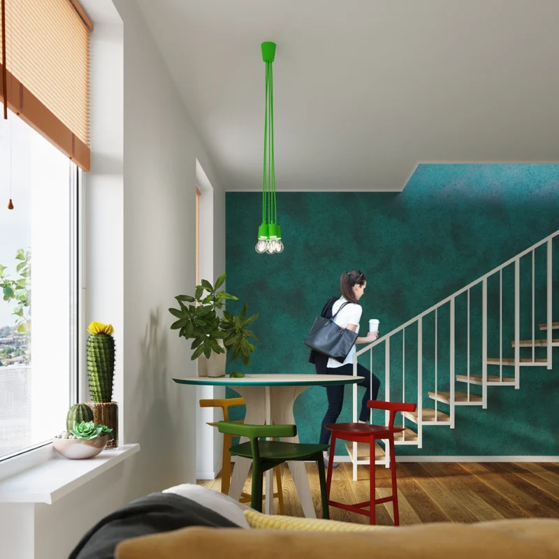 Minimalistische grüne Pendelleuchte aus PVC – Ardelio