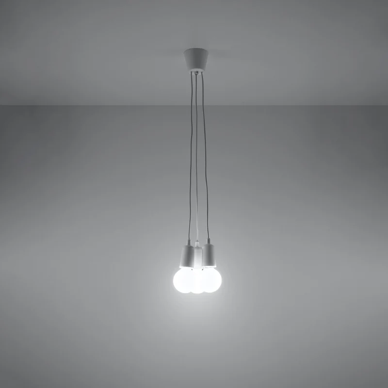 Minimalistische weiße Pendelleuchte mit Kabeln – Elvaris