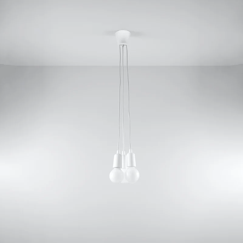 Minimalistische weiße Pendelleuchte mit Kabeln – Elvaris