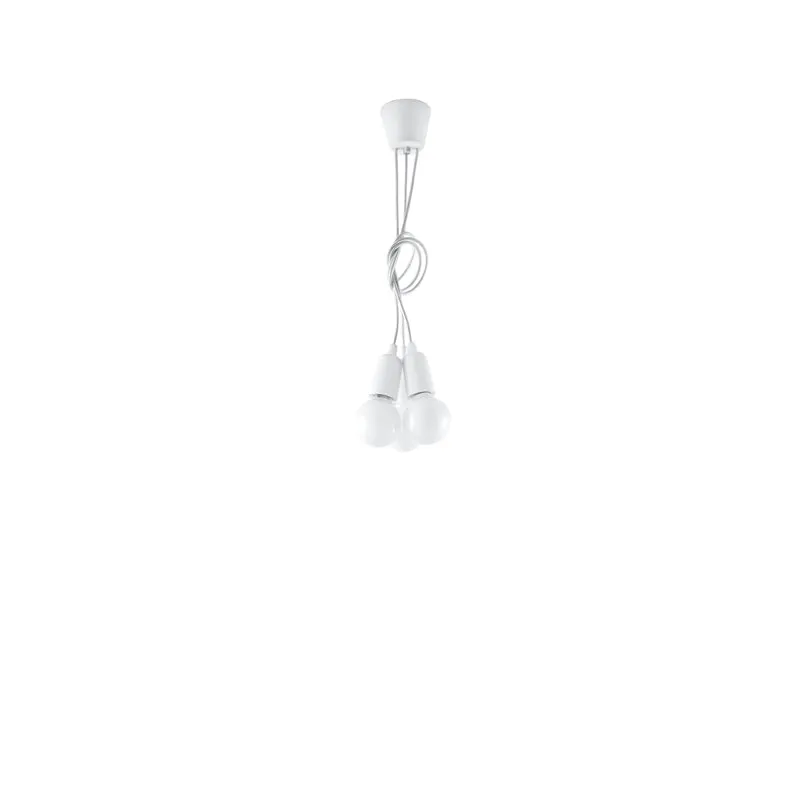 Minimalistische weiße Pendelleuchte mit Kabeln – Elvaris