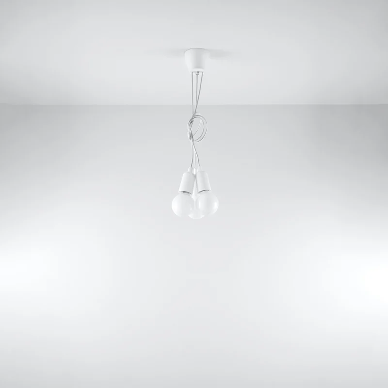 Minimalistische weiße Pendelleuchte mit Kabeln – Elvaris