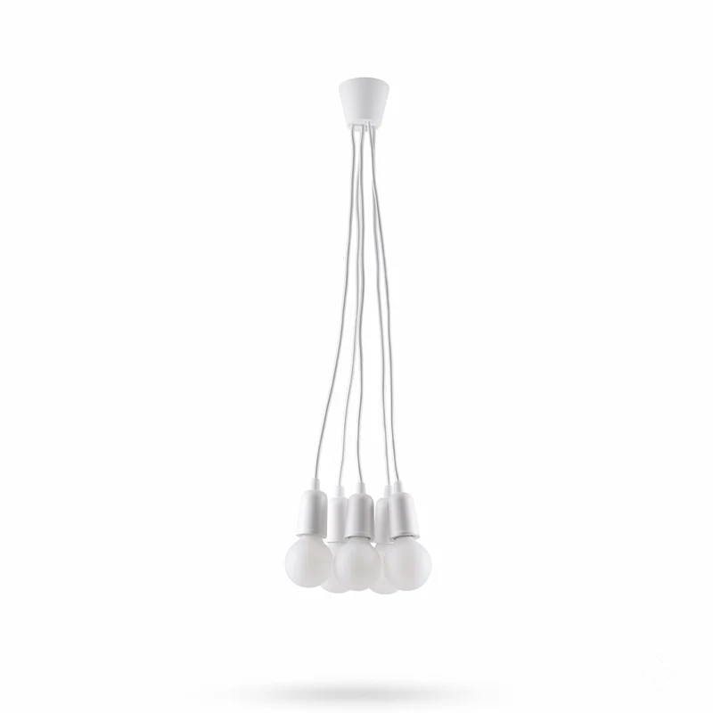 Minimalistische weiße Pendelleuchte mit Kabeln – Elvaris