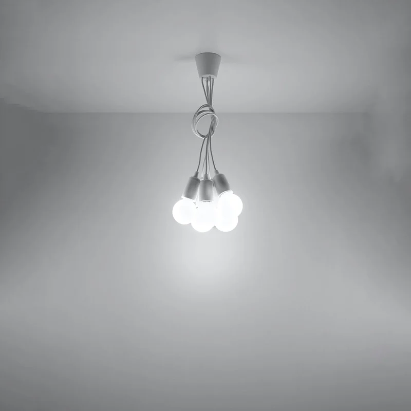 Minimalistische weiße Pendelleuchte mit Kabeln – Elvaris