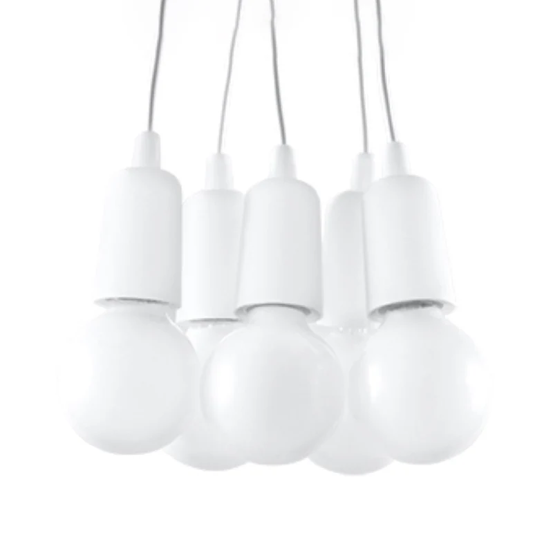 Minimalistische weiße Pendelleuchte mit Kabeln – Elvaris