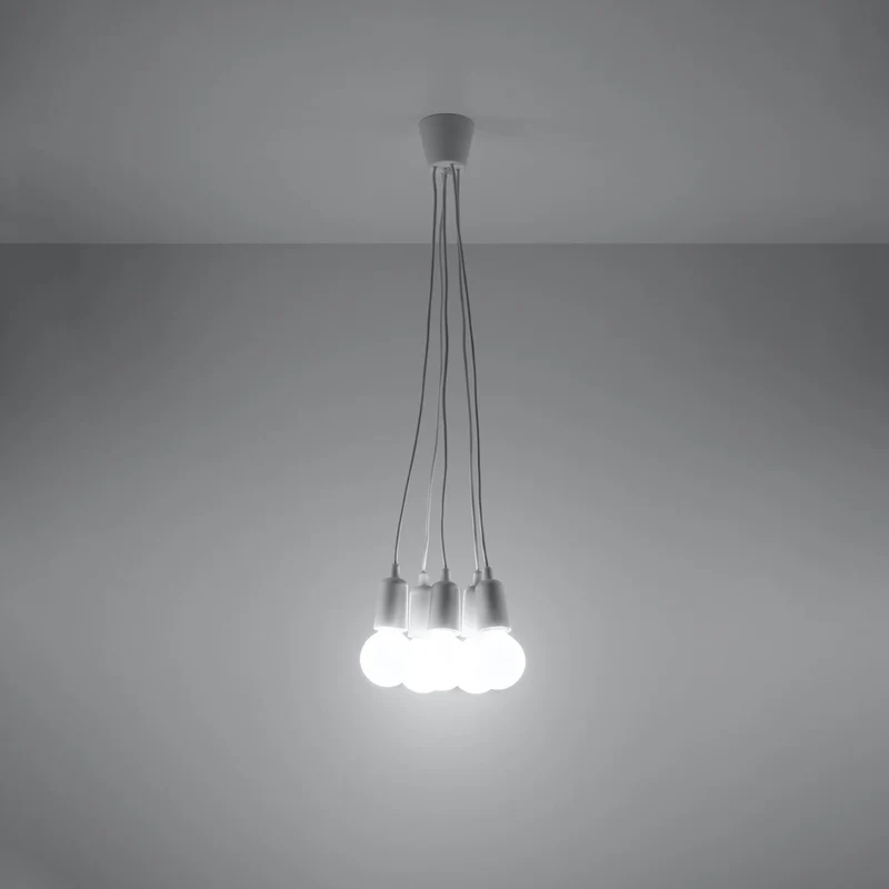 Minimalistische weiße Pendelleuchte mit Kabeln – Elvaris