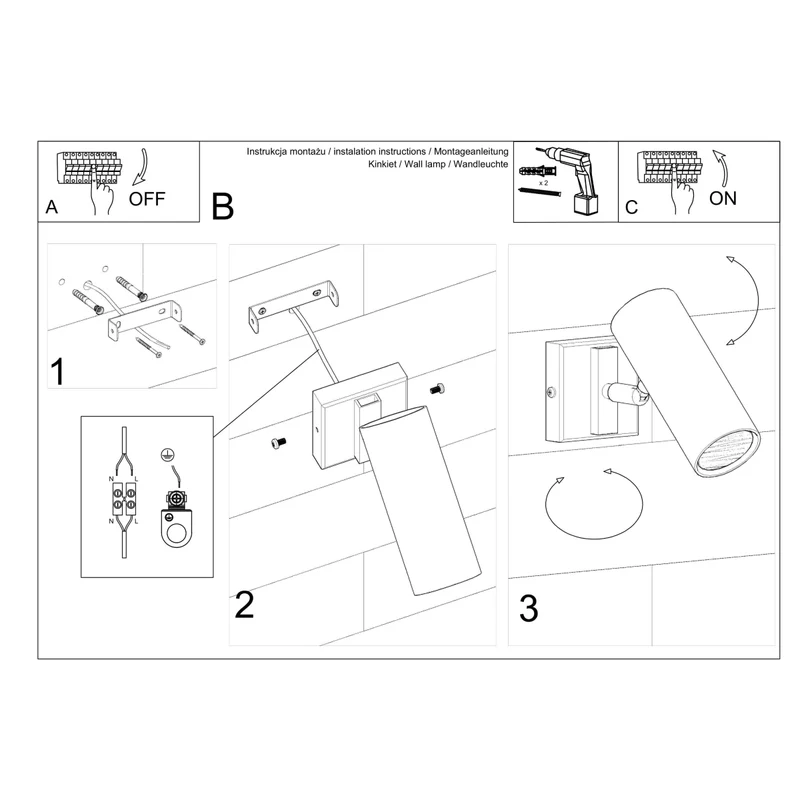 Minimalistische weiße schwenkbare Wandleuchte – Ardanis