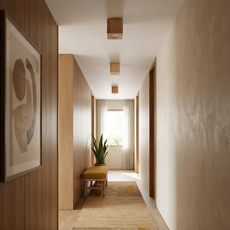 Deckenleuchte Naturholz skandinavisch für Wohnzimmer - Modell Norvane