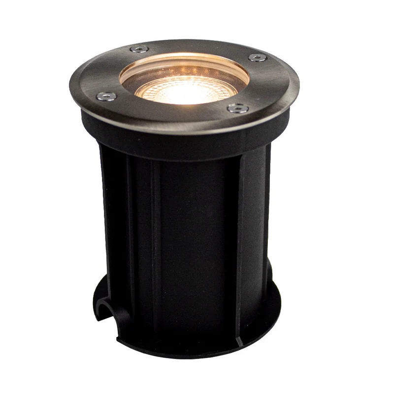 6-teiliges LED-Bodenstrahler-Set (GU10, rund) mit RGBCCT-Lichtquelle und Fernbedienung, Edelstahl, Schutzart IP66
