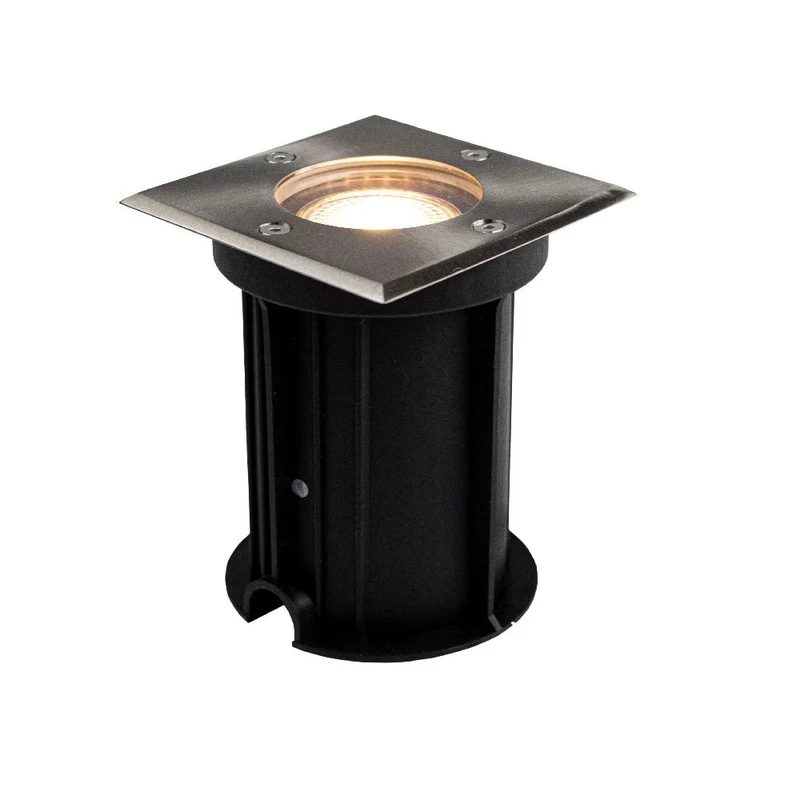 6-teiliges LED-Bodenstrahler-Set (GU10, quadratisch) mit RGBCCT-Lichtquelle und Fernbedienung, Edelstahl, Schutzart IP66