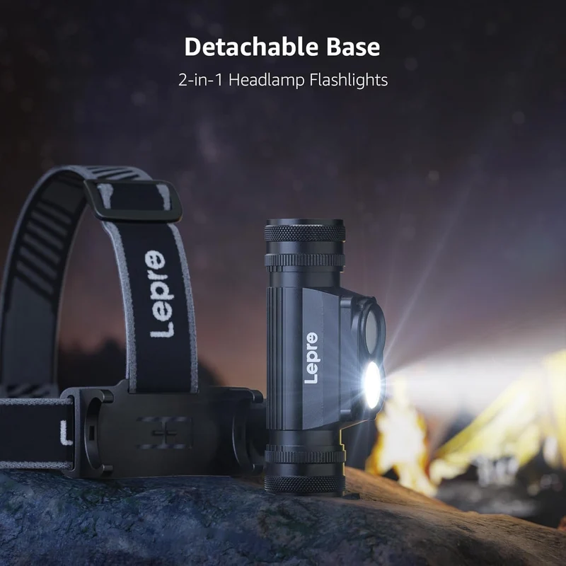 Lepro Kopflampe Stirnlampe Aufladbar, IP65 Superhell 1000 Lumen Abnehmbarer Led Stirnlampe, Kopfleuchte mit Rotlicht, 6 Beleuchtungsmodi für Camping, Sport, Angeln, Handwerk [inkl. USB C-Kabel]