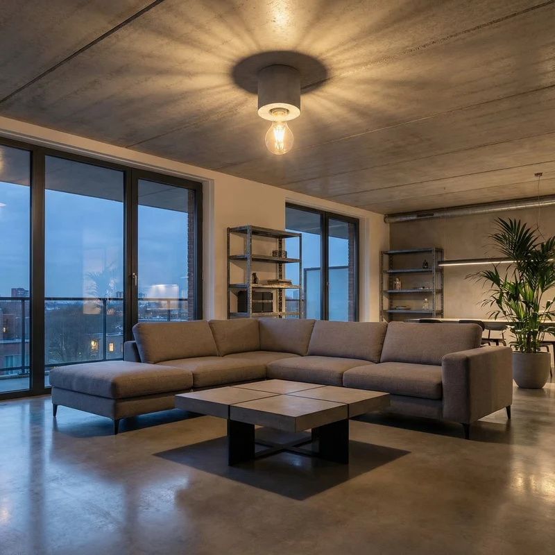 Minimalistische graue Beton-Deckenleuchte für Wohnzimmer – Arkanor