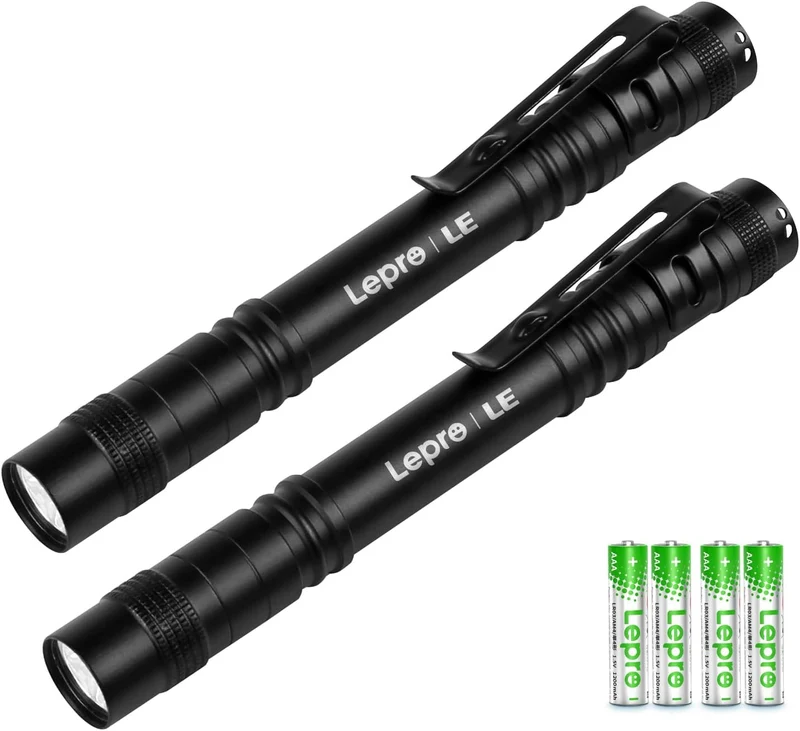 Lepro Taschenlampe, Mini LED Taschenlampe, IPX4 Wasserdicht Stiftlampe, 3 Modi Handheld Taschenlampe Klein, Stift Lampe perfekt für Inspektion, Arbeit, Reparatur (2 Stück)