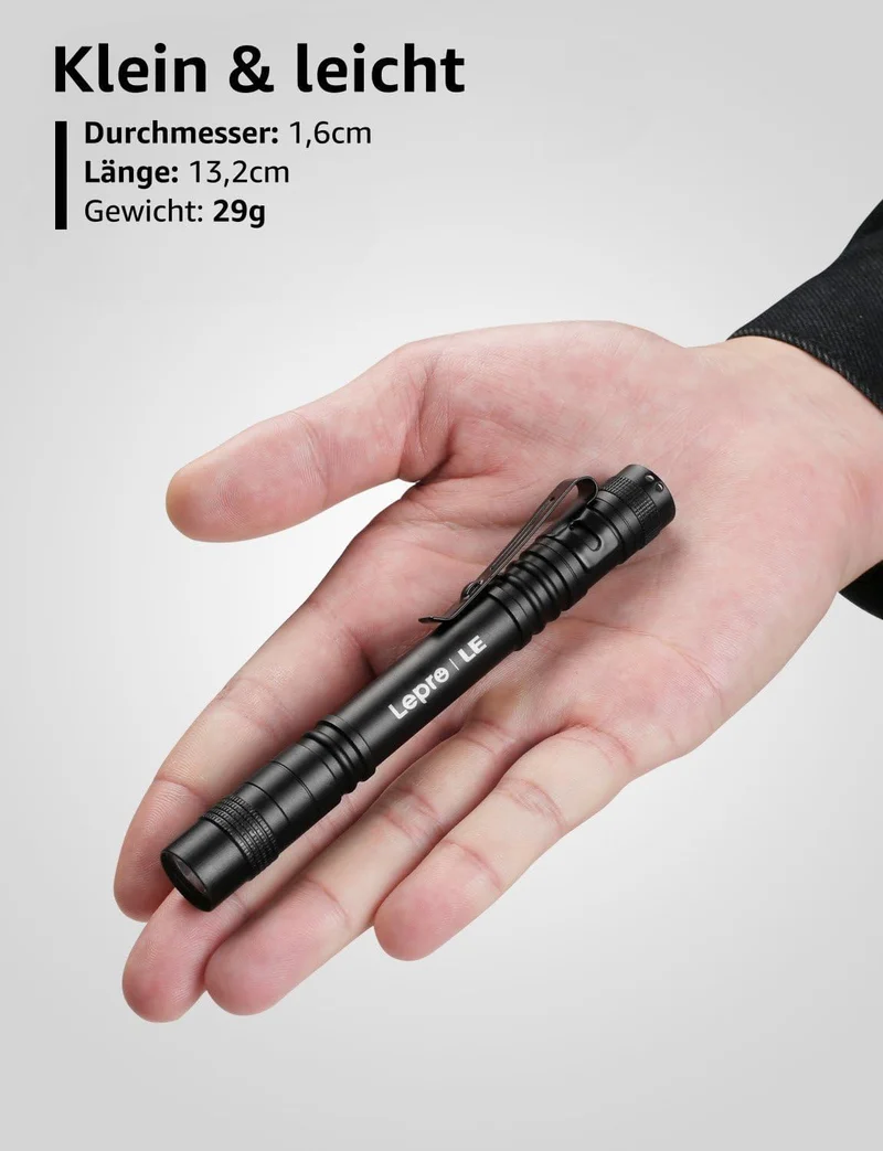 Lepro Taschenlampe, Mini LED Taschenlampe, IPX4 Wasserdicht Stiftlampe, 3 Modi Handheld Taschenlampe Klein, Stift Lampe perfekt für Inspektion, Arbeit, Reparatur (2 Stück)