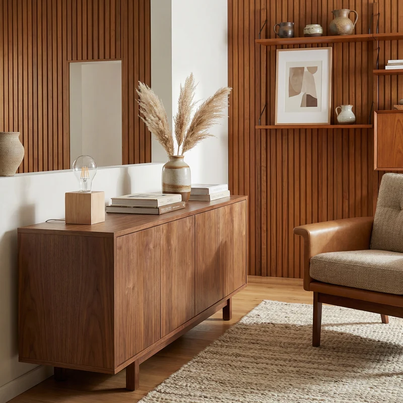 Minimalistische Schreibtischlampe aus natürlichem Holz – Norvian