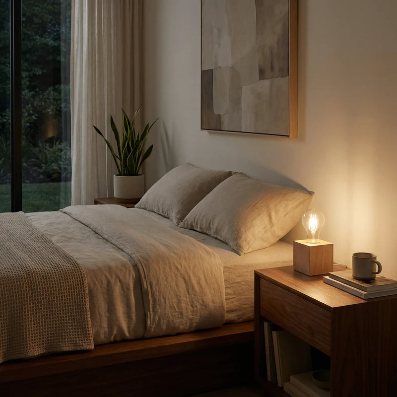 Minimalistische Schreibtischlampe aus natürlichem Holz – Norvian