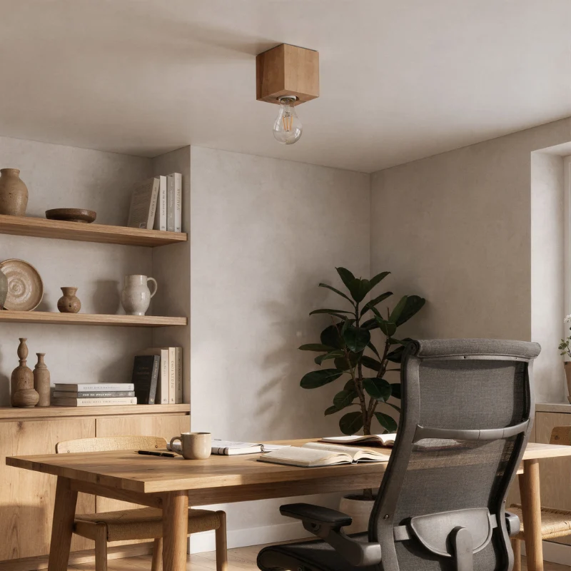 Minimalistische Deckenleuchte aus naturholz für Wohnzimmer – Arvoden