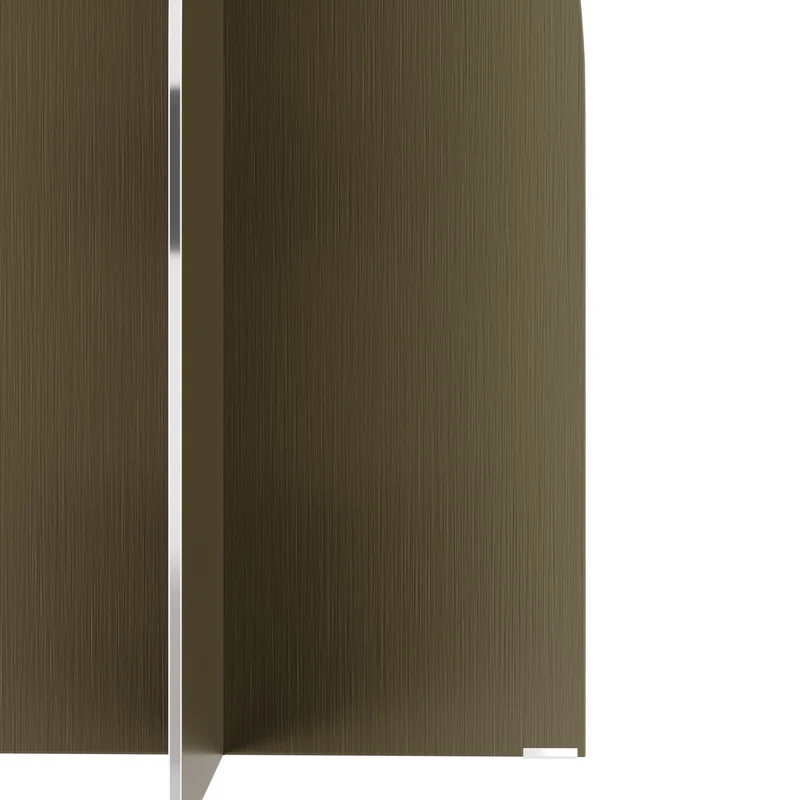 Casa Padrino Luxus Beistelltisch Braun / Bronzefarben Ø 50 x H. 60 cm - Runder Beistelltisch mit Platte in dunkelbraunem Eichenfurnier und gebürstetem Edelstahl Fuß - Luxus Möbel