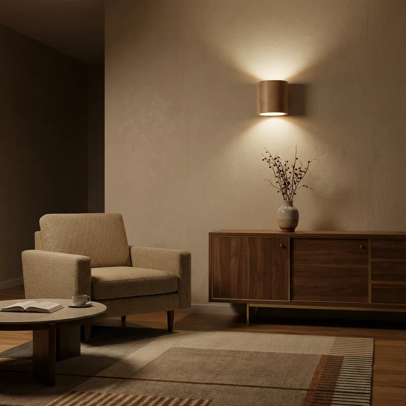 Wandleuchte aus natürlichem Holz skandinavisches Design – Norealis