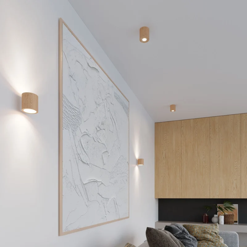 Wandleuchte aus natürlichem Holz skandinavisches Design – Norealis