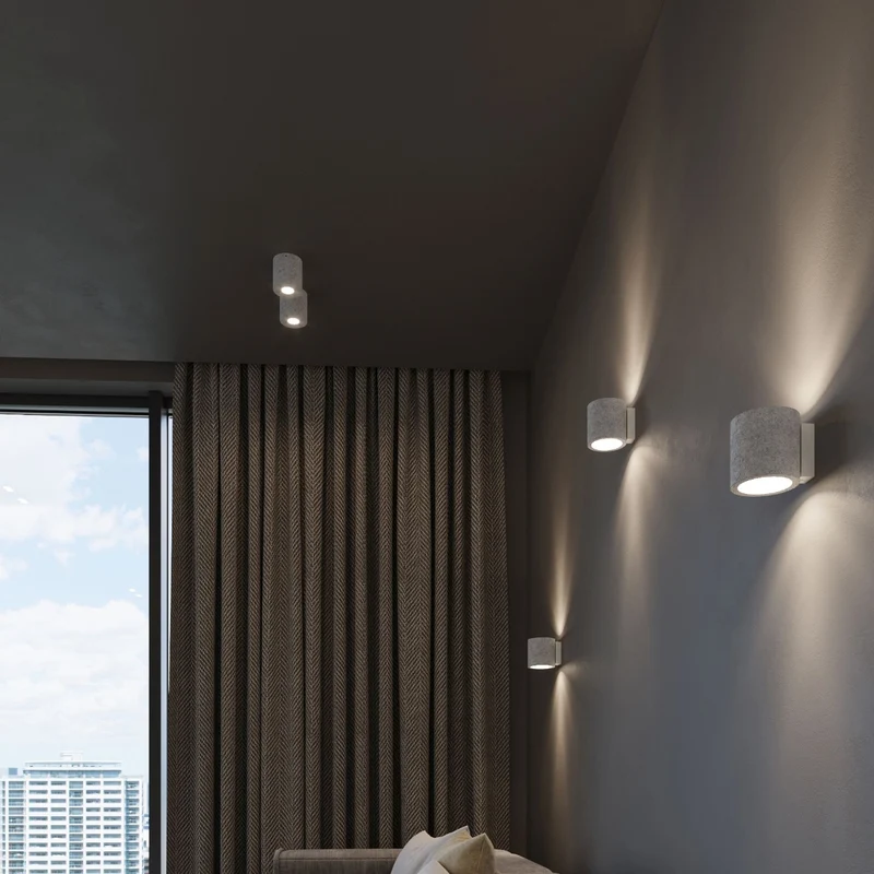 Industrielle graue Beton-Deckenleuchte Wohnzimmer – Orphéos