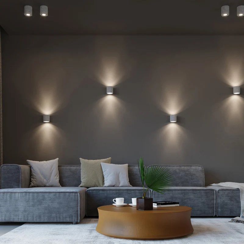 Industrielle graue Beton-Deckenleuchte Wohnzimmer – Orphéos