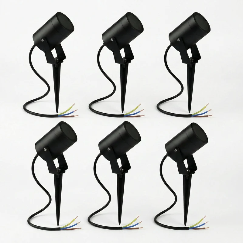 6-teiliges Spike-Scheinwerferset | Spike | GU10 | IP65 | Schwarz | Rund