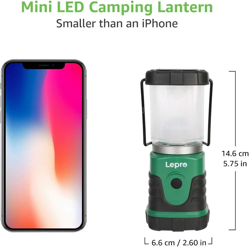 Lepro LED Campinglampe, Mini Camping Laterne, 350LM, 4 Lichtmodi, 3 AA Batterie batteriebetriebene Suchscheinwerfer Camping Lampen mit Bügel & Haken, Batterie nicht enthalten