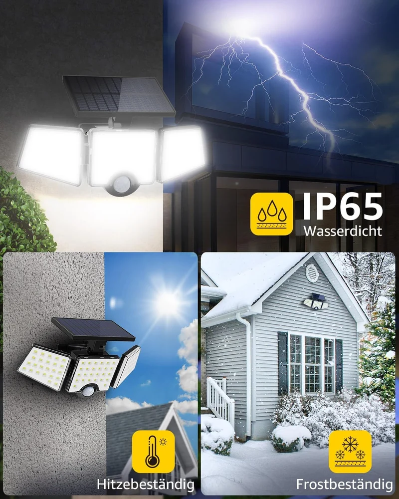 Lepro Solarlampen für Außen mit Bewegungsmelder, 360° Beleuchtungswinkel, 1000 Lumen 6W LED Solarlampen Aussen, IP65 Wasserdicht, 270°Drehbar Solar Außenleuchte für Außen Garten Balkon Garage