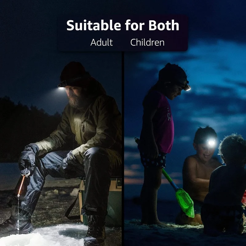 Lepro Stirnlampe, LED Kopflampe 1500 Lux mit Rotlicht & 6 Lichtmodi, IPX4 wasserdichte Mini Batteriebetrieben Stirnlampen für Kinder Erwachsene, Superhell Headlight für Angeln Laufen, 2 Stück