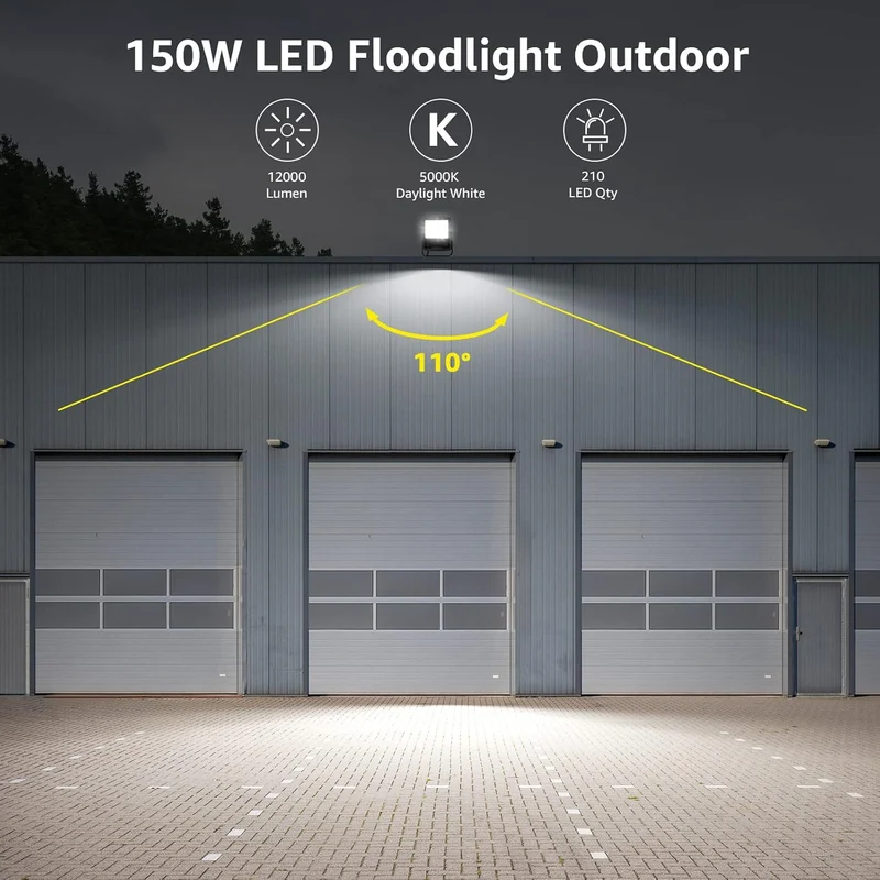 LE LED Strahler Außen, 150W LED Fluter mit Stecker, Superhell 12000LM 5000K Tageslichtweiß Außenstrahler, IP65 Wasserdicht LED Scheinwerfer, Flutlichtstrahler Außenlampe für Garten, Garage