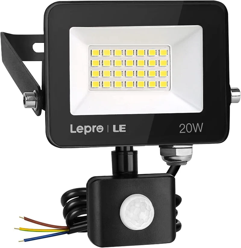 Lepro 20W LED Strahler mit Bewegungsmelder Außen, 1700LM Außenstrahler 5000K Kaltweiß Superhell Scheinwerfer, IP54 Wasserdicht Fluter, Ideale Aussenleuchte für Garten, Innenhöfe, Garage, Haus, Hotel