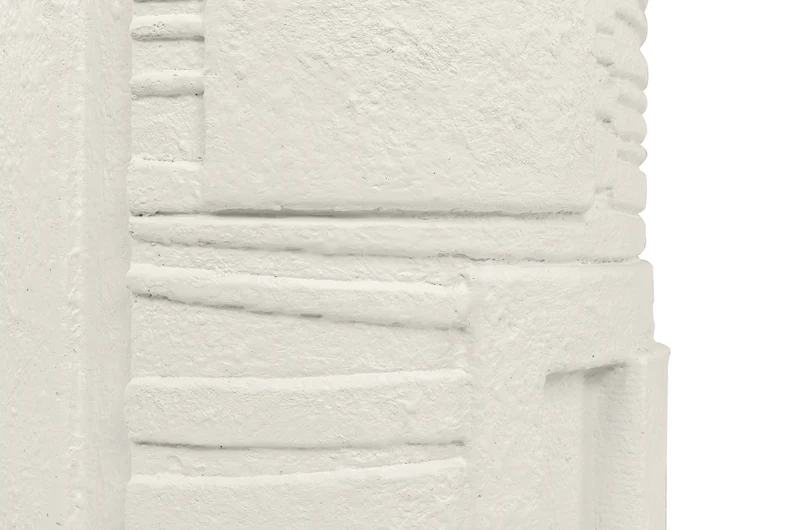 Casa Padrino Luxus Beistelltisch Cremeweiß Ø 43 x H. 61 cm - Runder Beistelltisch aus Faserbeton mit versetzt gestufter Silhouette - Luxus Möbel