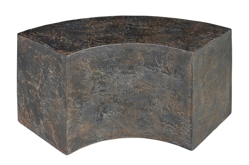 Casa Padrino Luxus Beistelltisch Braun 85 x 38 x H. 40,5 cm - Geschwungenes skulpturales Tisch-Element aus Faserbeton in Schiefer-Optik - Luxus Möbel
