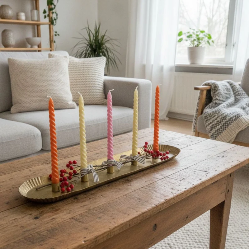 Boho Kerzentablett "Sarah" | Messing-Gold | 5 Kerzen