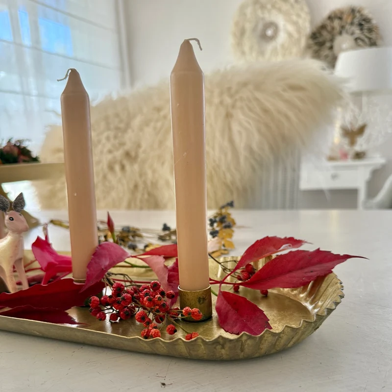 Boho Kerzentablett "Sarah" | Messing-Gold | 5 Kerzen